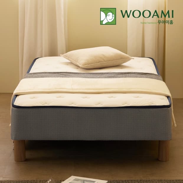 베른 체크블랙 일체형침대 본넬 슈퍼싱글 SS