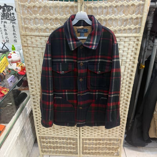 105 정품 폴로랄프로렌 빈티지 울 타탄 체크 헌팅자켓 팝니다