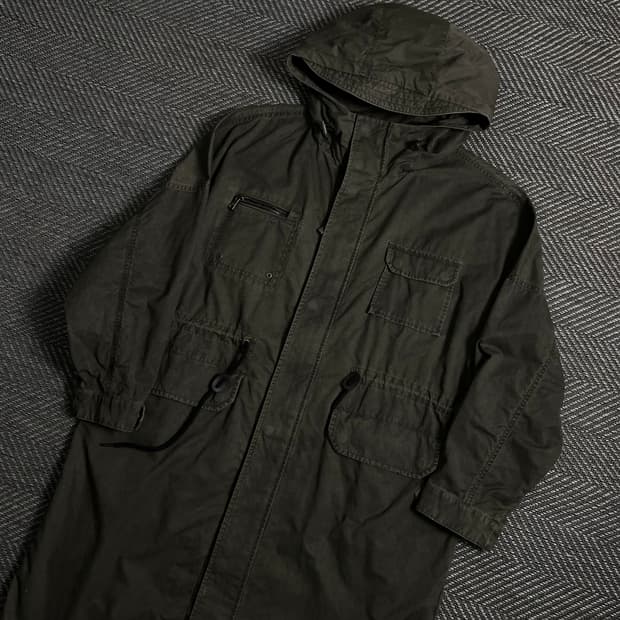 버커루 나일론 멀티 포켓 후드 롱 야상 자켓 y 4354