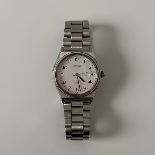 세이코 1990년대 Spirit 아라빅 인덱스 실버 쿼츠 남성