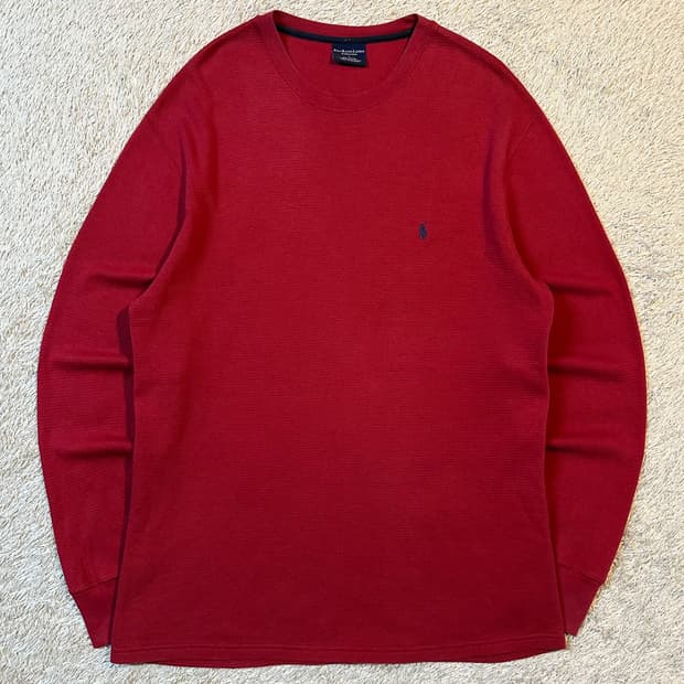 폴로 랄프로렌 POLO 와플 니트 롱슬리브 긴팔 버건디