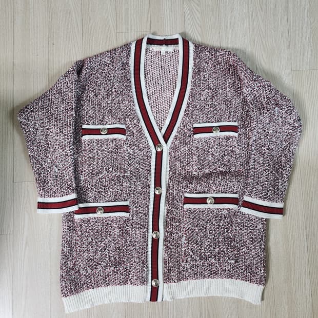 마쥬 레드 트위드 가디건 