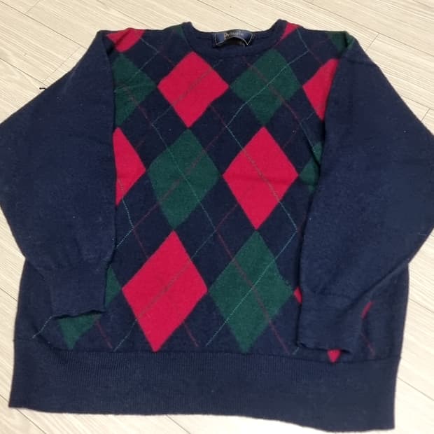 스코트랜드제 울100 프링글 아가일 체크 니트(95)