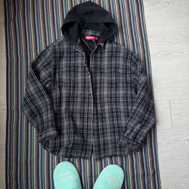 슈프림 타탄 플란넬 후드 셔츠