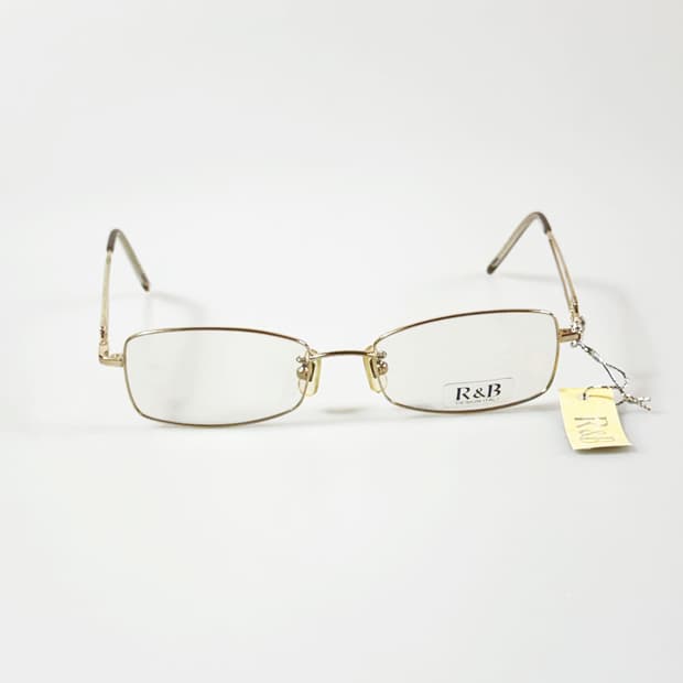 R&B EYEWEAR 골드 슬림 스퀘어 메탈 프레임 빈티지 안경