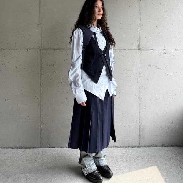 미스치프 셔츠 CURVED PLACKET SHIRT_BLUE