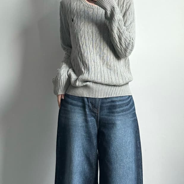 폴로 랄프로렌 신형 그레이 꽈배기 니트