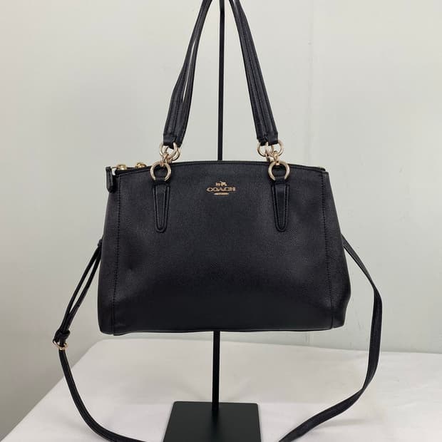 코치 Coach 블랙 레더 숄더백 크로스백 투웨이백 <123>
