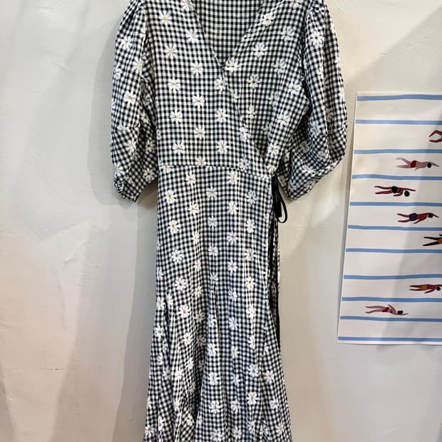 vintage 데이지 체크 랩OP