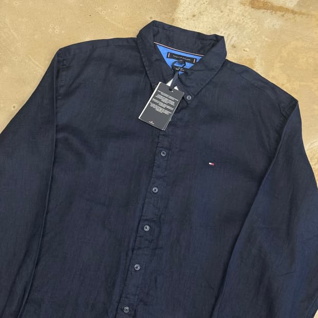 XXL 새상품 타미힐피거 네이비 린넨 셔츠