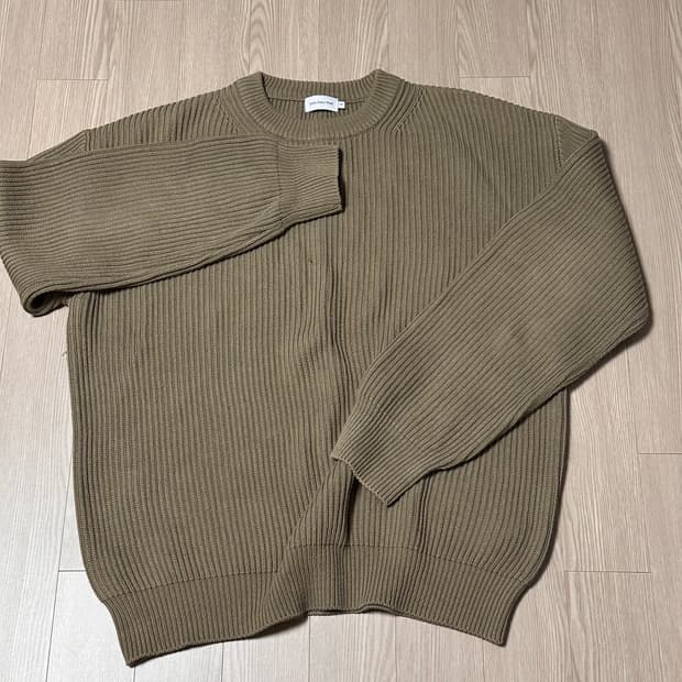 sew 스테디에브리웨어 크루넥 코튼 립니트 올리브카키 3