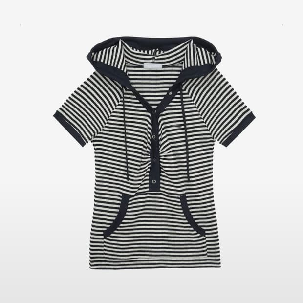 허그유어스킨 스트라이프 반팔 후드