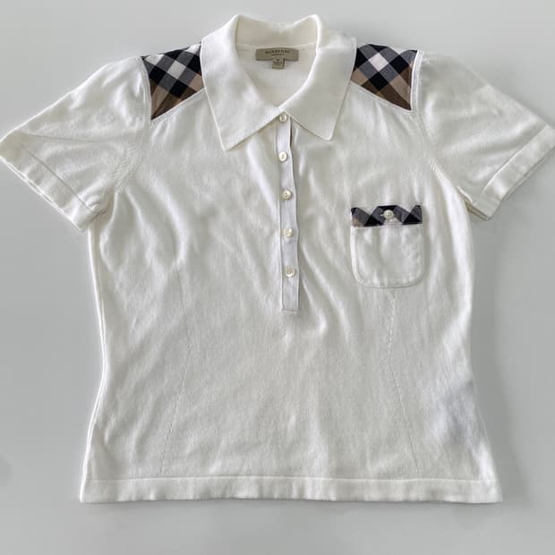 BURBERRY 버버리 체크 코튼 PK 티셔츠 S