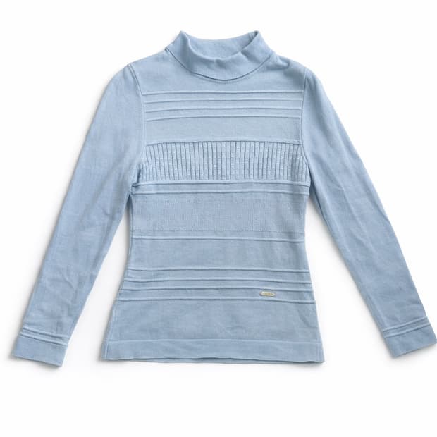 꾸레쥬 스카이블루 하프넥 니트 y2k 슬림핏 