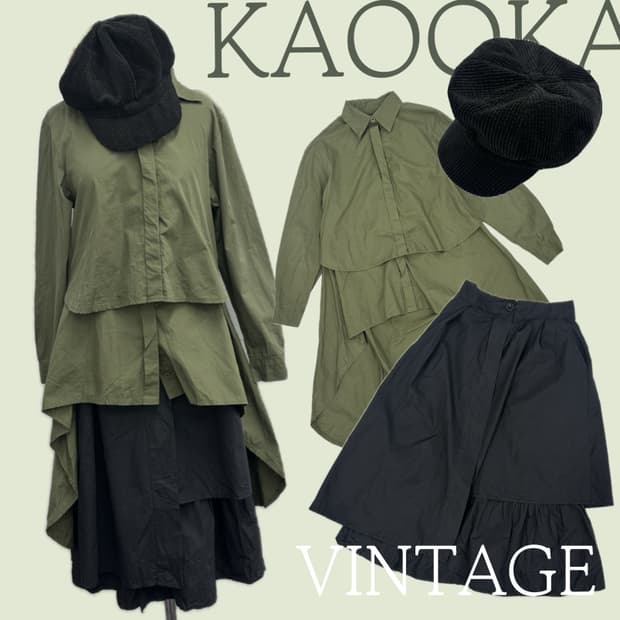 🖤블랙&카키 마계 지뢰계 바선생 언발 코디세트🖤 셔츠 레어 고스로리