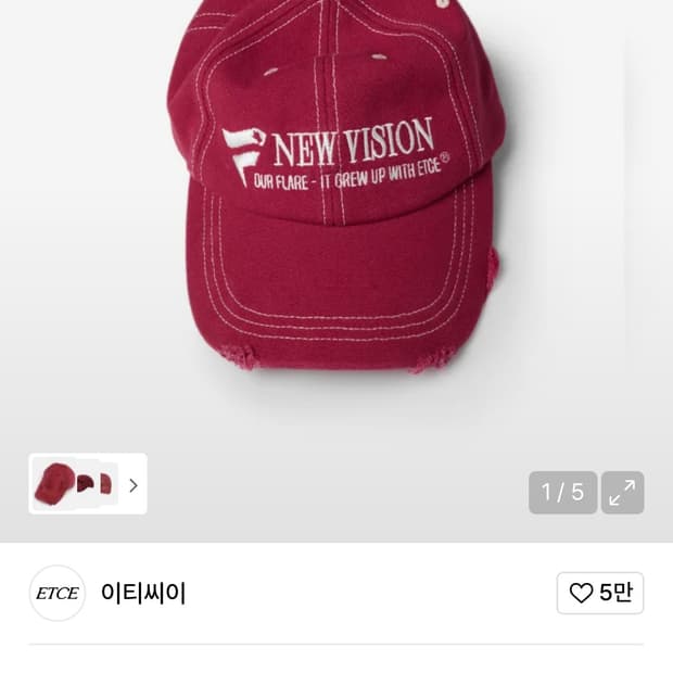 ETCE 이티씨이 NEW VISION 워시드 캡 모자