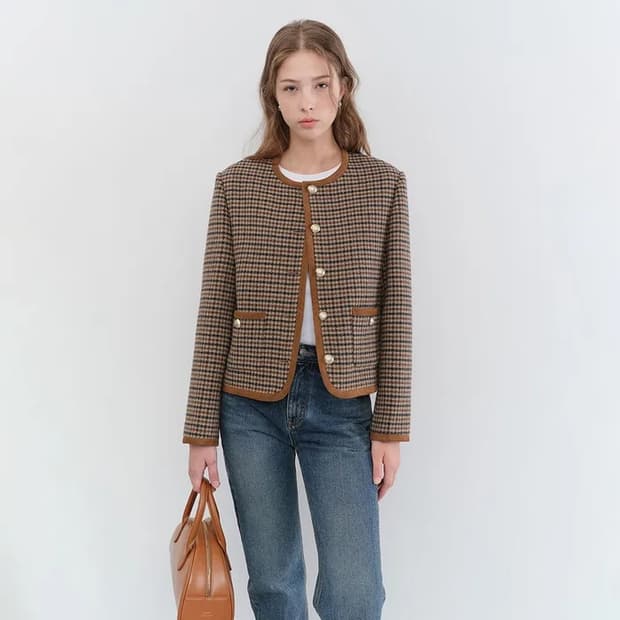 던스트 클래식 트위드 자켓 - 체크