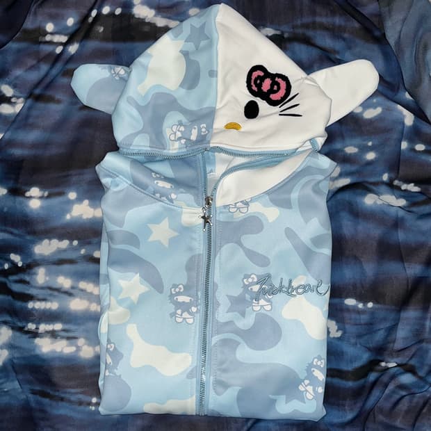 Angely Made Blue Camo Hood Zip-up