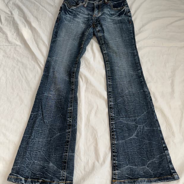 펑크 락시크 크랙워싱 부츠컷 데님 팬츠