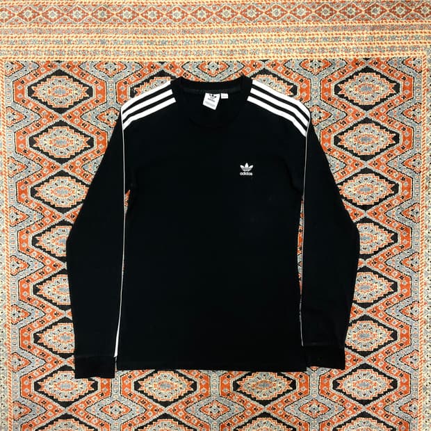 아디다스 오리지날 삼선 블랙 긴팔티셔츠 여성S