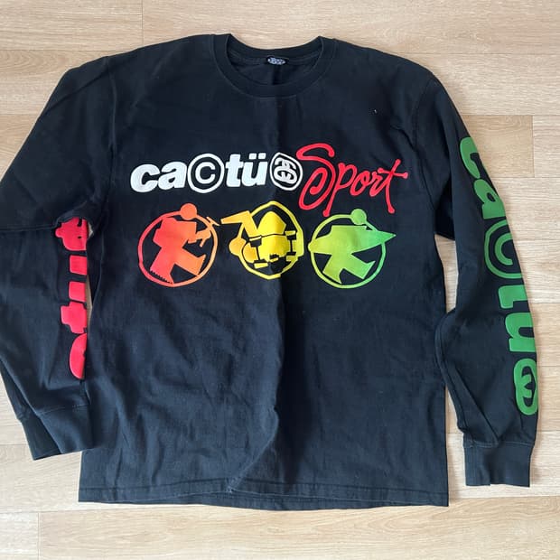 스투시 x CPFM 스포츠 롱슬리브 티셔츠 블랙 라지 헤