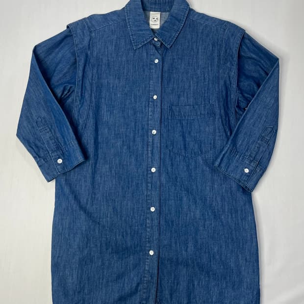 톰보이 데님 롱 셔츠 