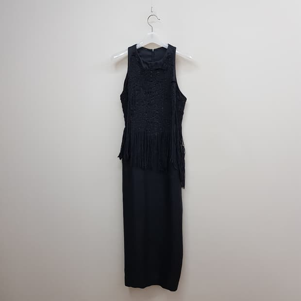 TSUMORI CHISATO 프린지 슬리브리스 롱 원피스 38사이즈