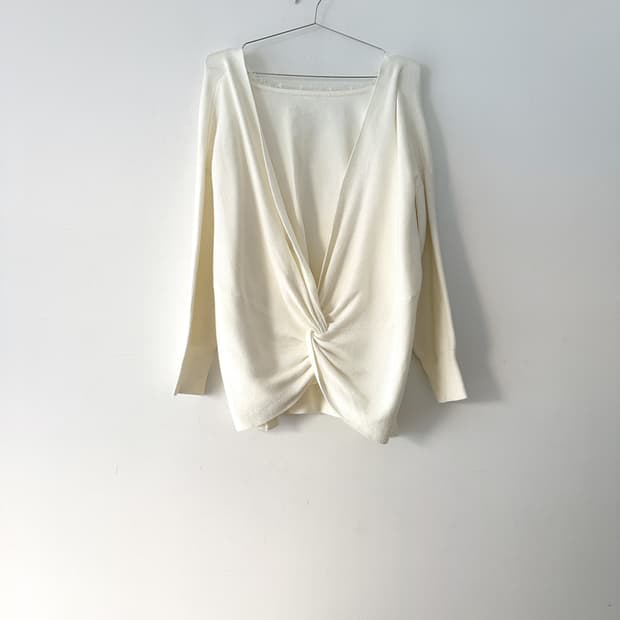 Lace twist layered knit / ivory
