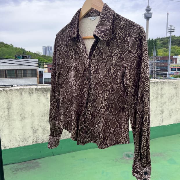 Snake Print Button-up Shirt Jacket