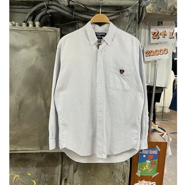 폴로 랄프로렌 골프 스트라이프 셔츠 스카이블루 M #csz3949 