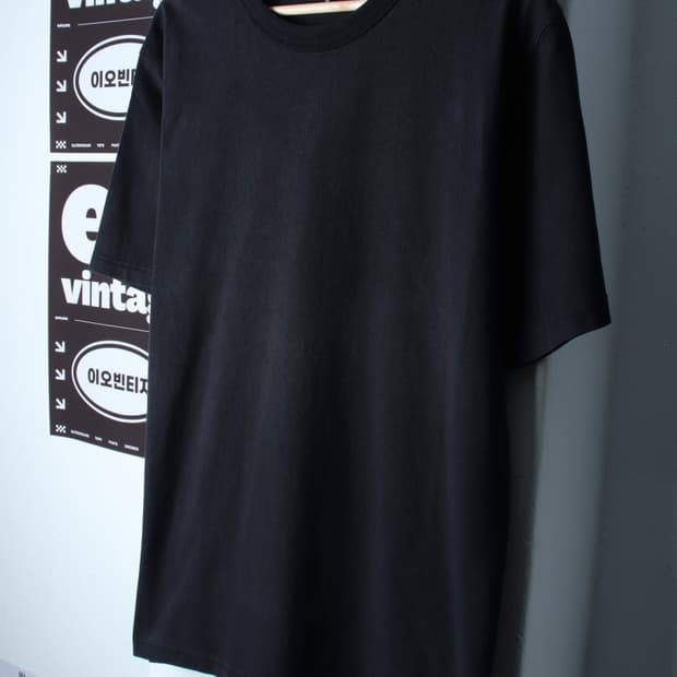 (XL-2XL) 유니클로 반팔 티셔츠 U라인 무지 블랙-H35442