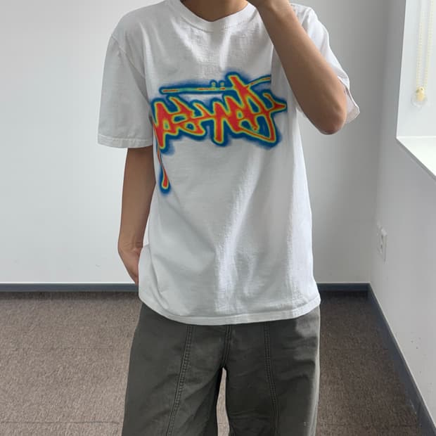 Stussy 스투시 써멀 스탁 화이트 반팔 