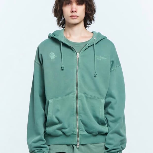 (구해요) 플라스틱프로덕트 에메랄드 후드집업 S M