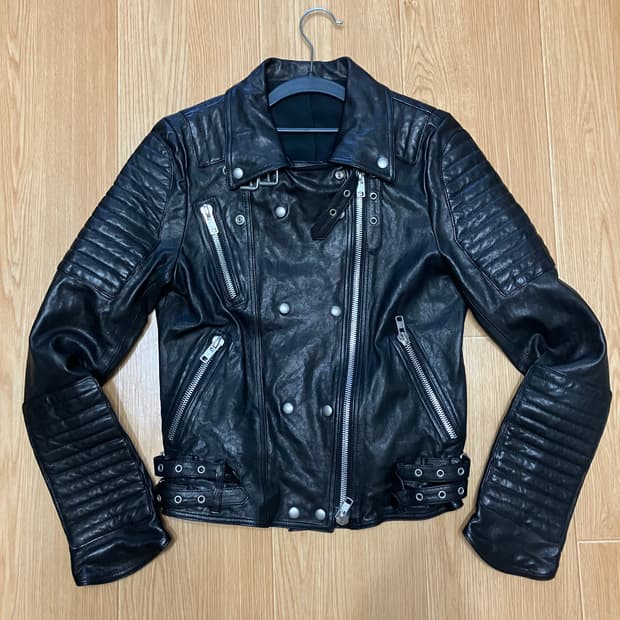 vtg biker detail leather jacket
