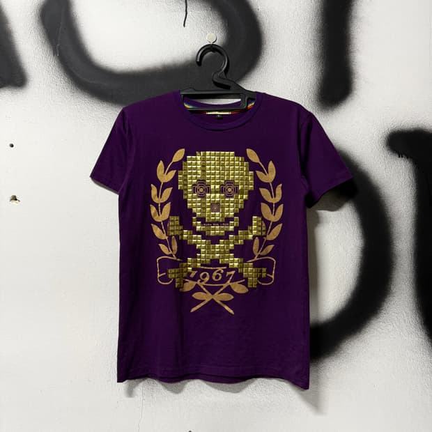 VTG 빈티지 입체주의 스컬 스터드 락 고스 딱붙핏 펑크 반팔 티셔츠