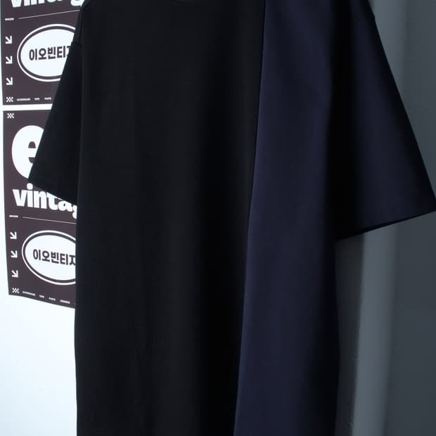 (L-XL) 지이크 반팔 티셔츠 오버핏 배색 무지 폴리-H35251
