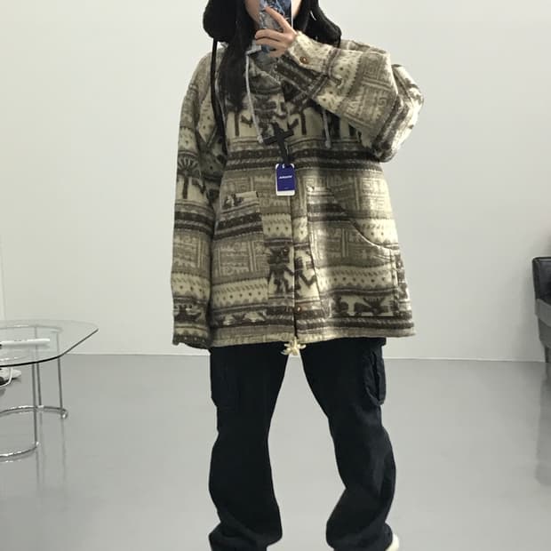 에콰도르산 알파카 블랭킷 재킷