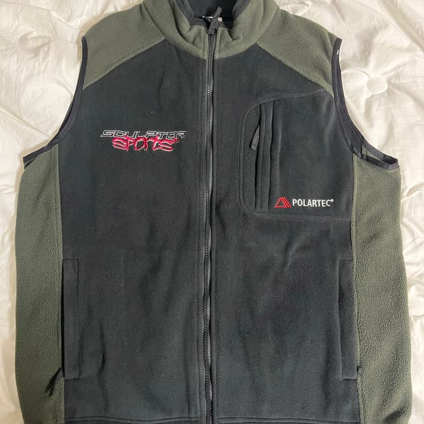 스컬프터 폴라텍 컬러 블락 베스트 그런지 힙