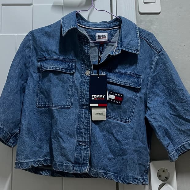 타미 진스 플래그 뱃지 대님 셔츠