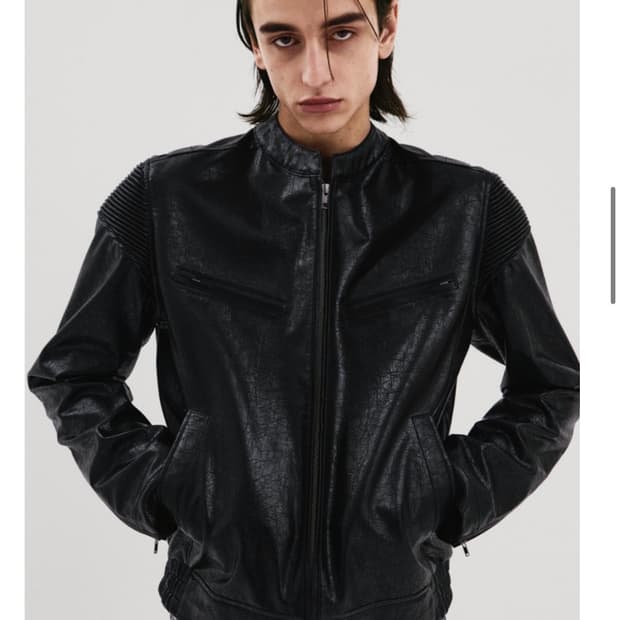 [2]파프롬왓 파 페이크 크랙드 텍스처 레더 재킷