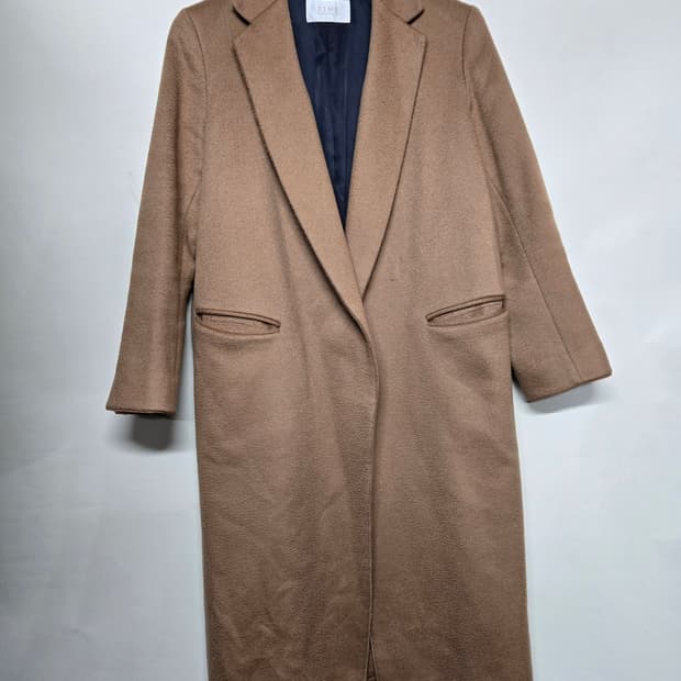 TIME 타임 캐시미어  오픈형 롱코트 브라운 82-94-160