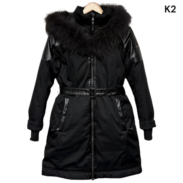 K2 구스다운 거위털 가죽배색 벨트패딩