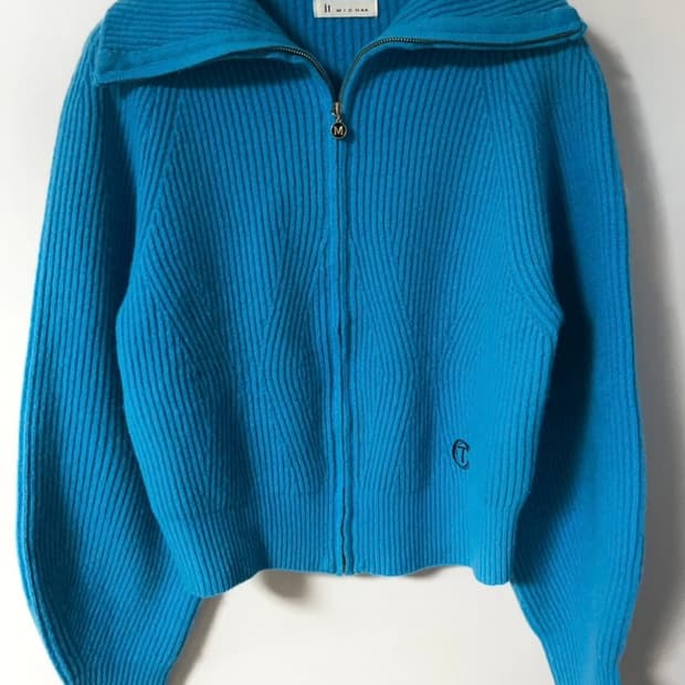 잇미샤 집업 니트 가디건 [블루]