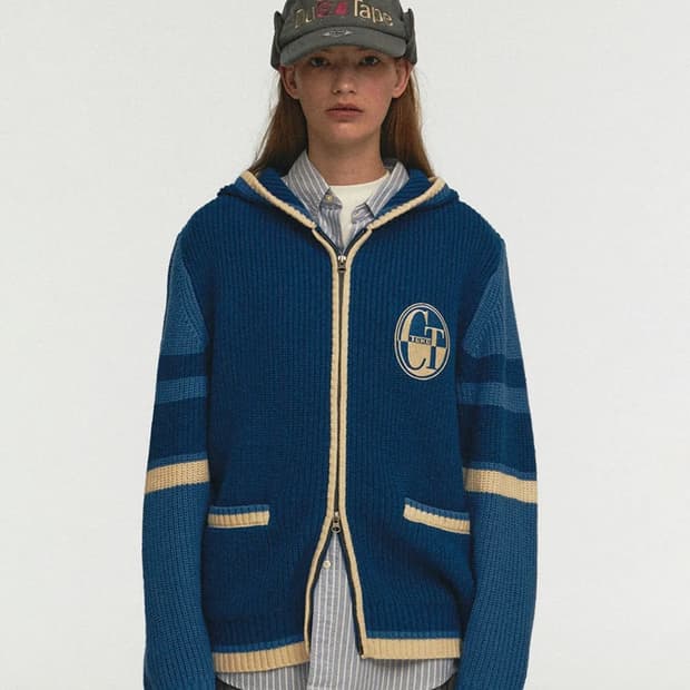 테켓 CT 니트집업 후드집업 블루