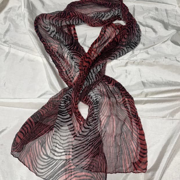 Red color zebra design scarf
