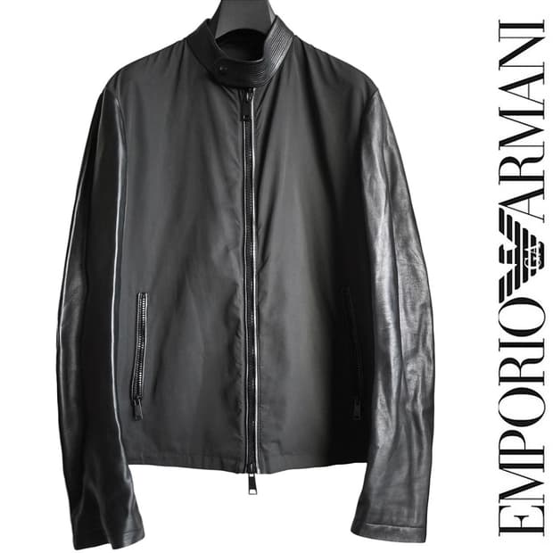 Emporio armani 2way zip leather  jacket