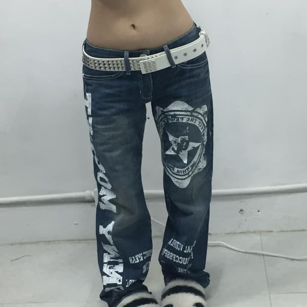 [COCOLULU] 코코루루 y2k 스텐실 데님진