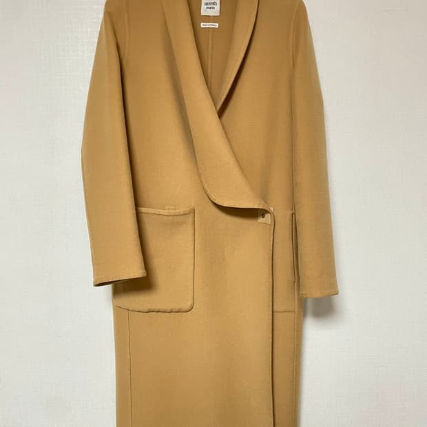 에르메스 캐시미어 코트 카멜 38 정품