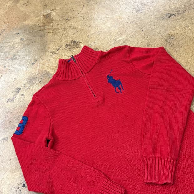 [정품/XL] 폴로 랄프로렌 레드 하프넥 니트 b17