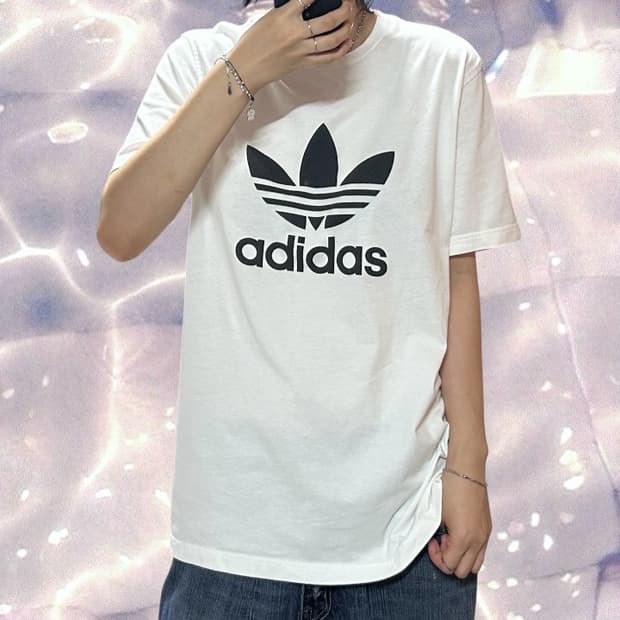 아디다스 트레포일 불꽃 빅로고 화이트 반팔 티셔츠 115